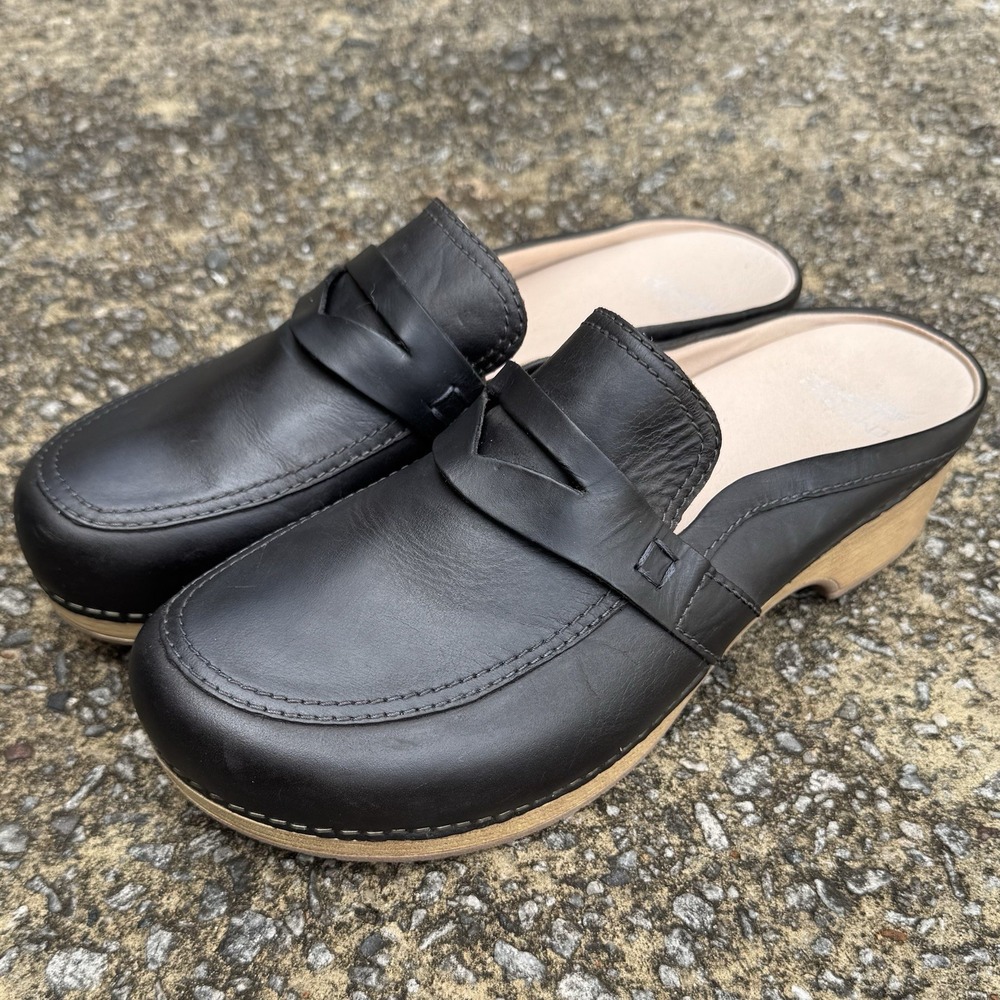 Dansko Bel Loafer Mule Women's 42 EU (11.5-12 US) Black Leather Slide On Clogs